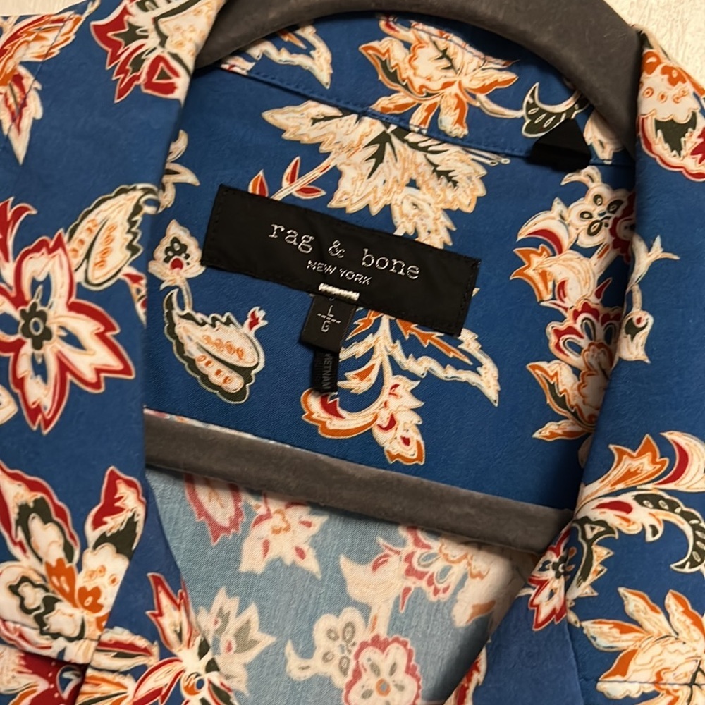 rag & bone Blue Floral Casual Button Down Shirt - Picture 8 of 11